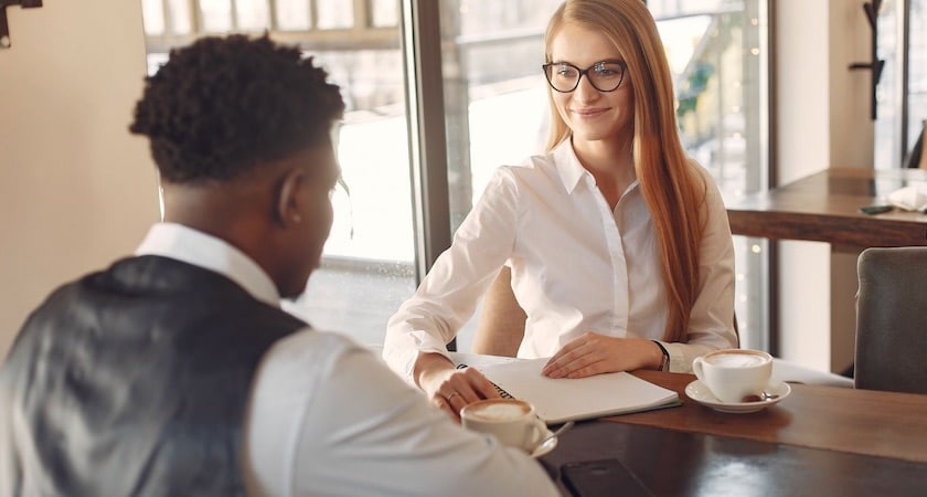 student interviewing for pharmacy school