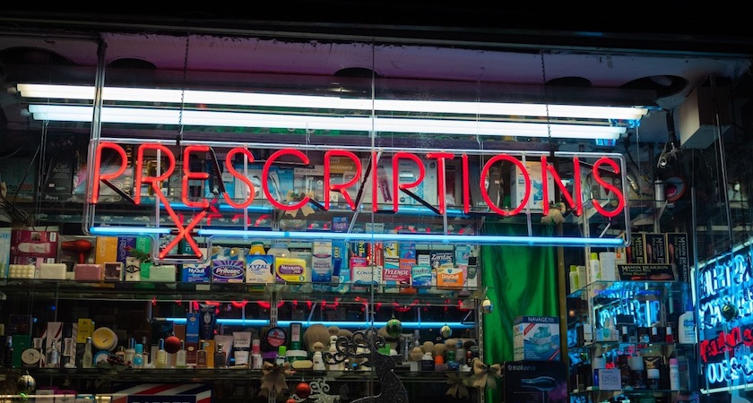 prescriptions neon sign