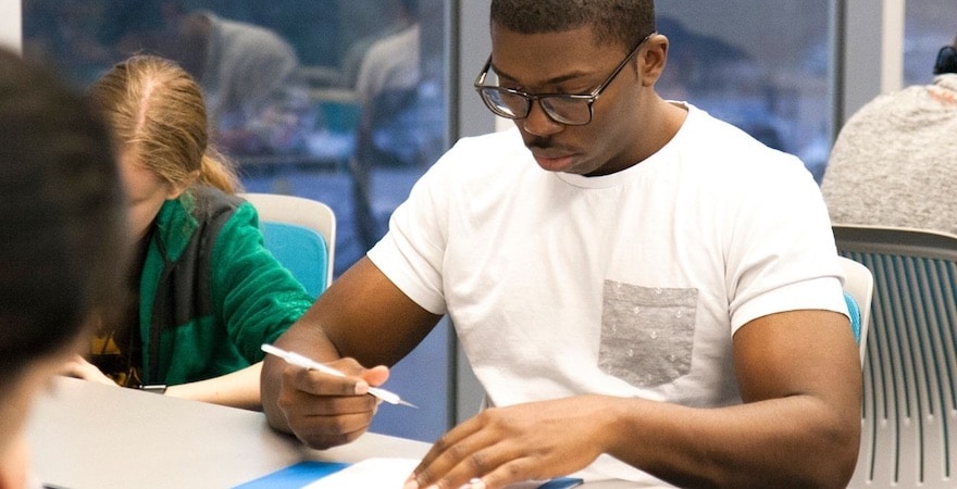 student reading a book