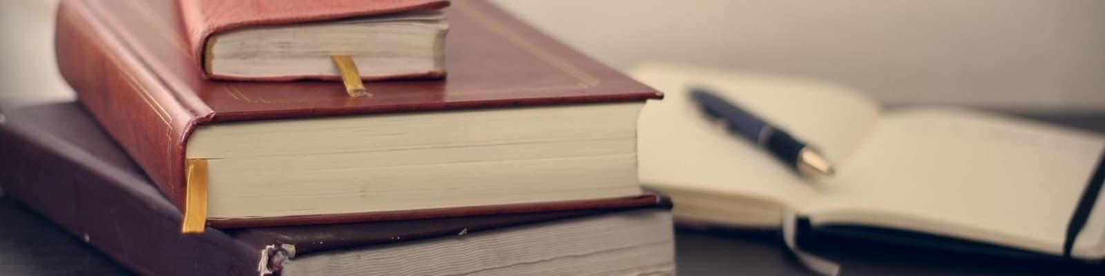 pharmacy books stacked