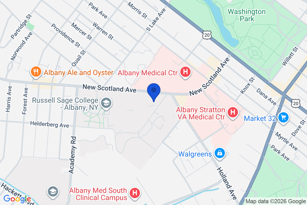 Map showing the location of Albany College of Pharmacy and Health Sciences – Albany, NY in Albany, New York