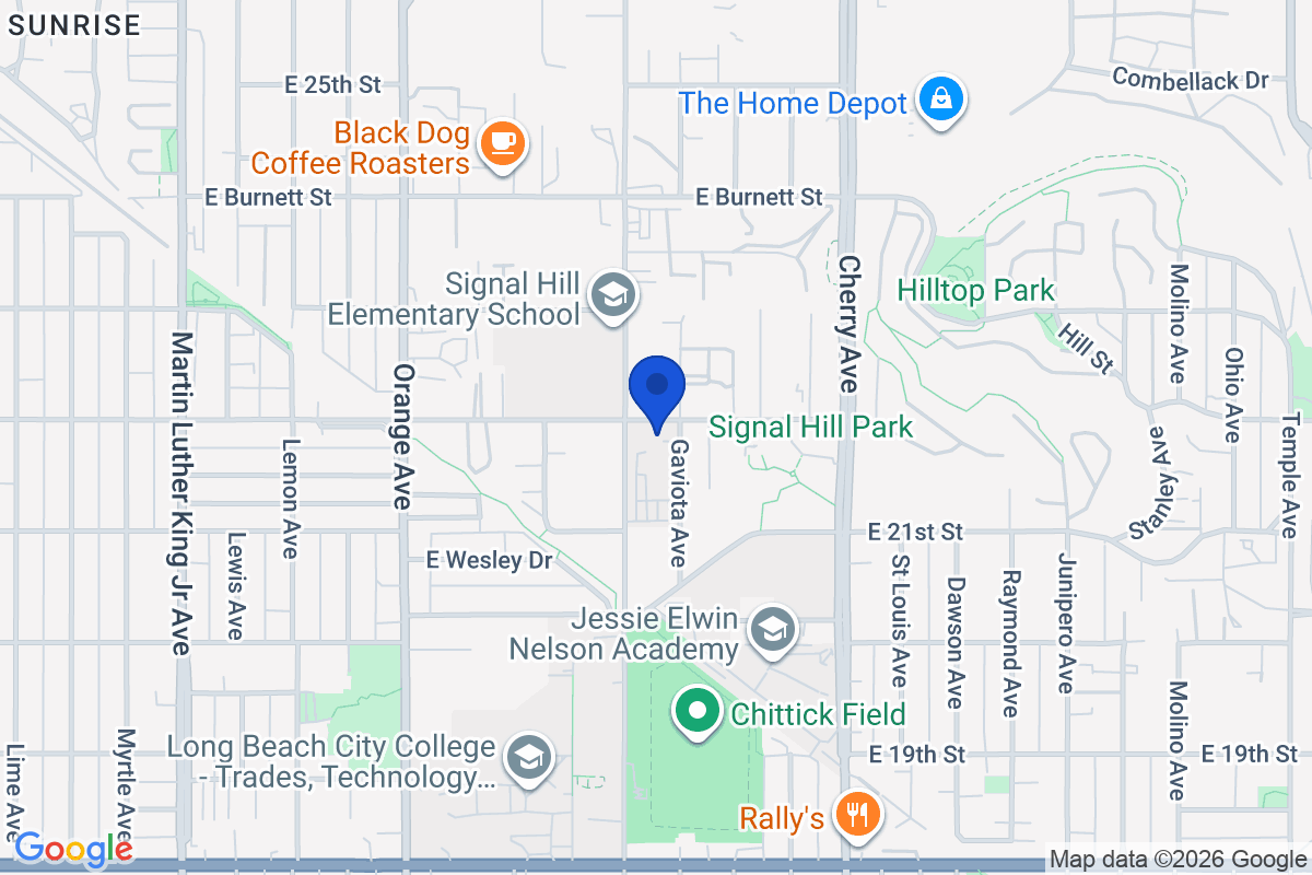 Map showing the location of American University of Health Sciences in Signal Hill, California