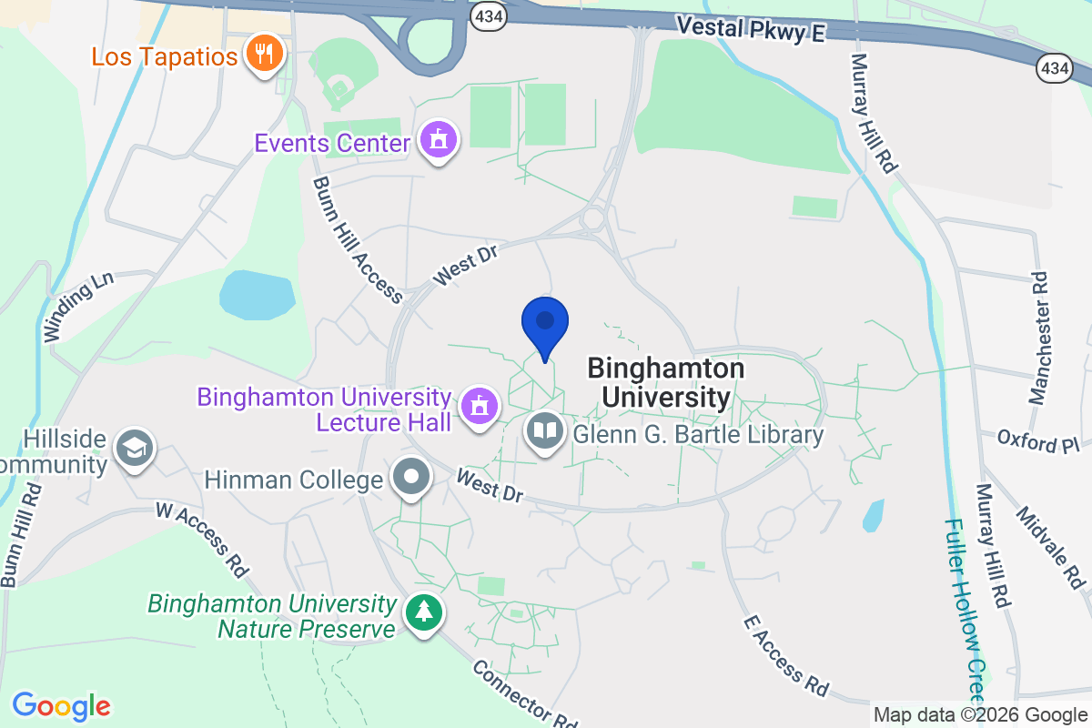 Map showing the location of Binghamton University – SUNY in Binghamton , New York