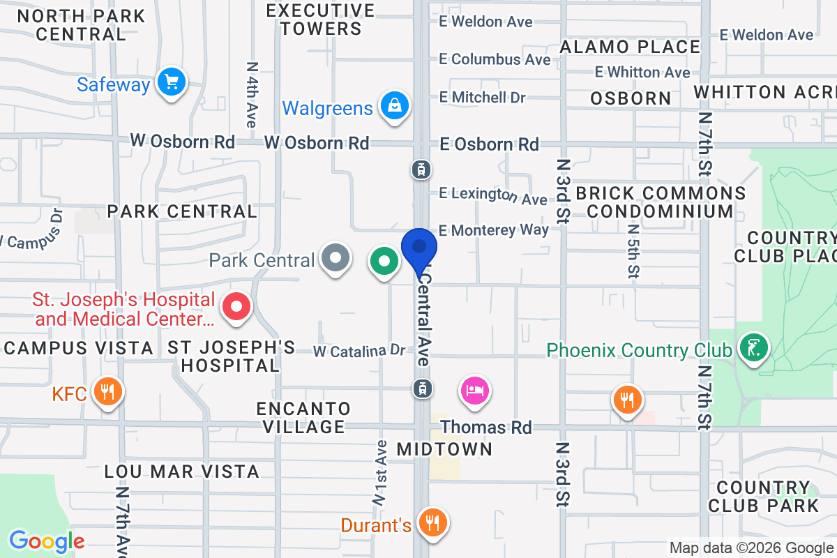 Map showing the location of Creighton University – Phoenix, AZ in Phoenix, AZ
