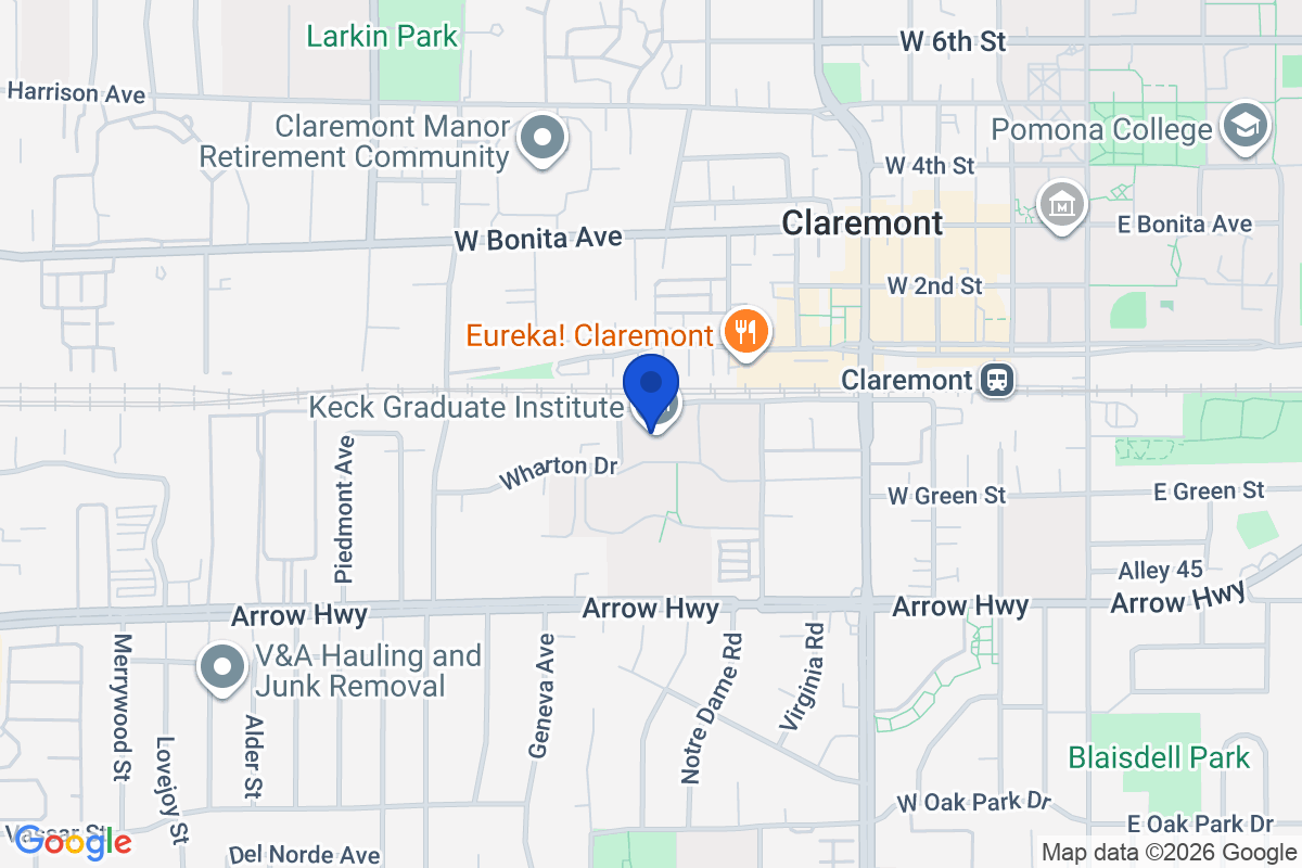 Map showing the location of Keck Graduate Institute in Claremont, California