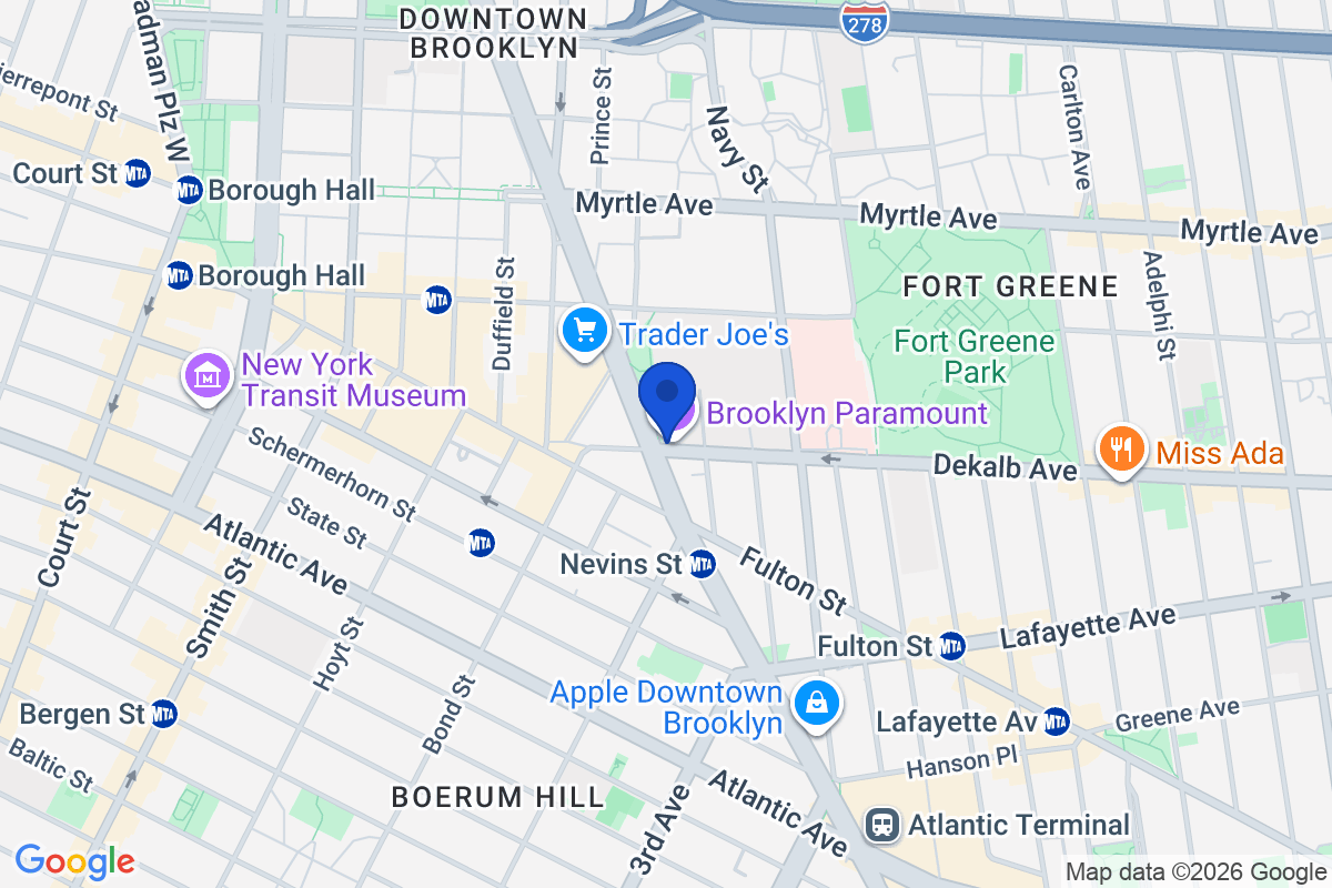 Map showing the location of Long Island University in Brooklyn, New York