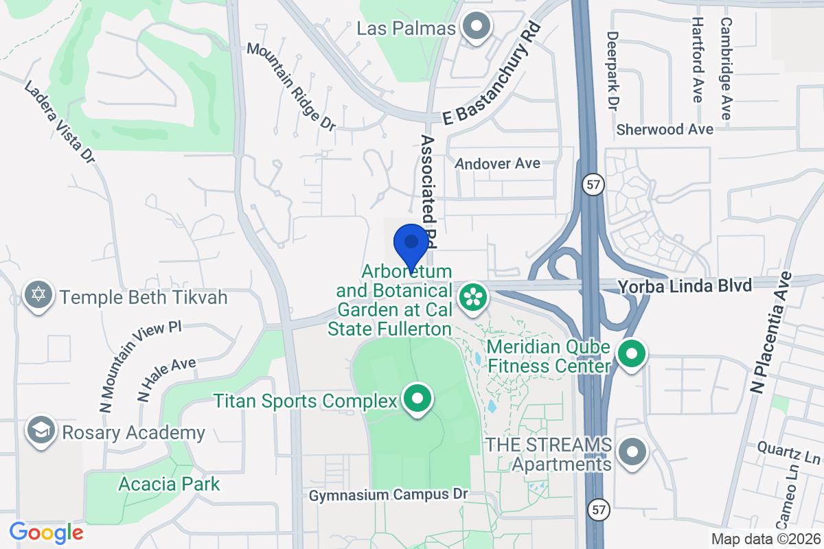 Map showing the location of Marshall B. Ketchum University in Fullerton, California