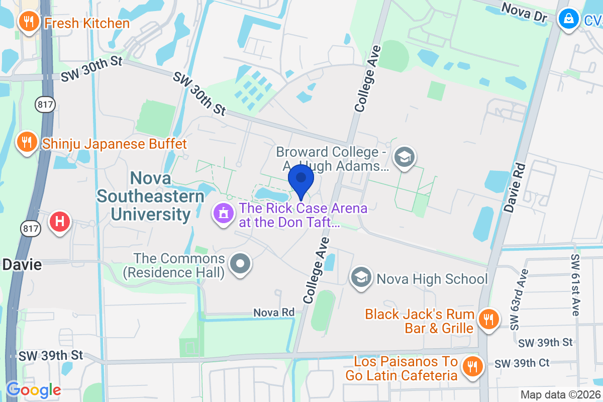 Map showing the location of Nova Southeastern University – Entry Level in Fort Lauderdale, FL