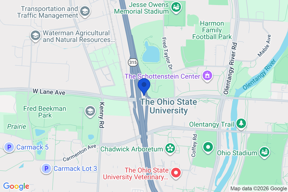 Map showing the location of Ohio State University in Columbus, Ohio