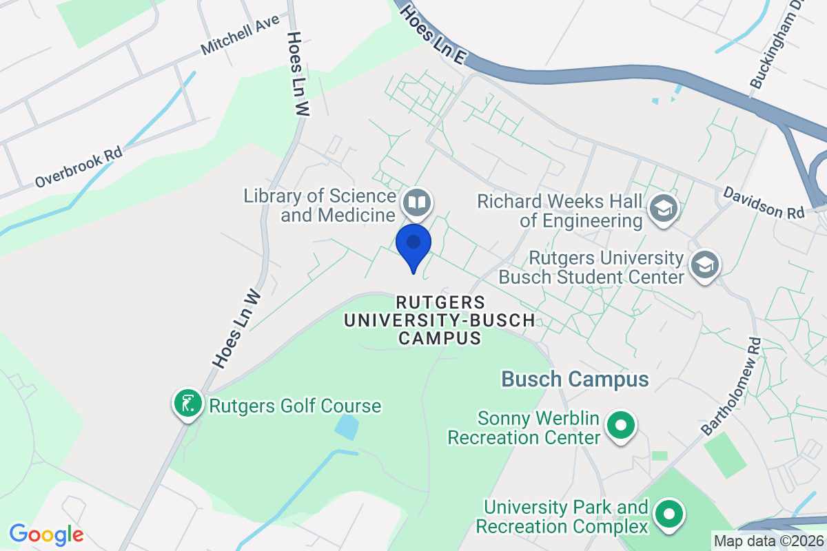 Map showing the location of Rutgers, The State University of New Jersey in Piscataway, New Jersey