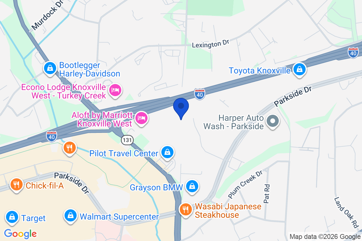 Map showing the location of South College (TN) in Knoxville, Tennessee