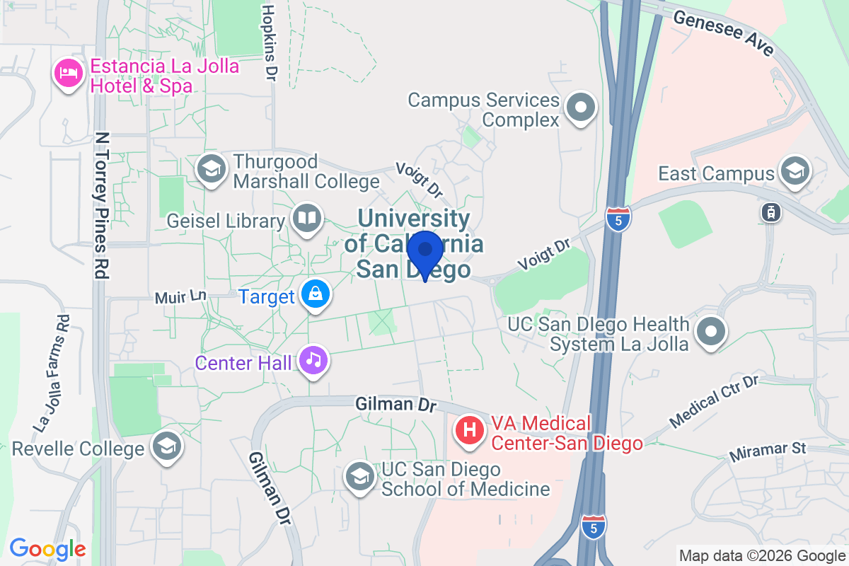 Map showing the location of University of California, San Diego in La Jolla, California