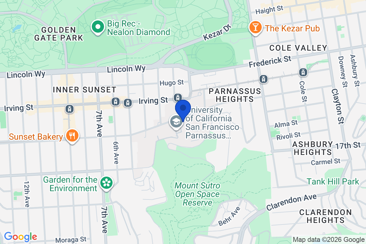 Map showing the location of University of California, San Francisco in San Francisco, California