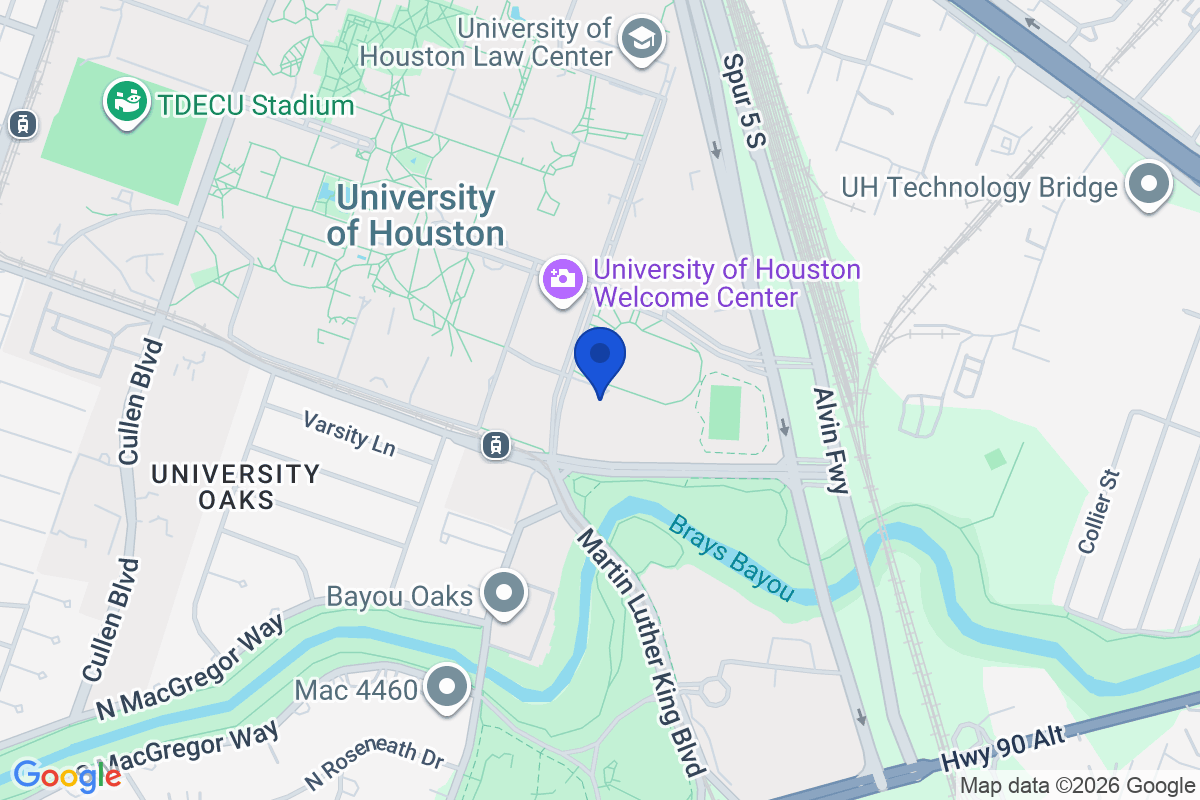 Map showing the location of University of Houston in Houston, Texas
