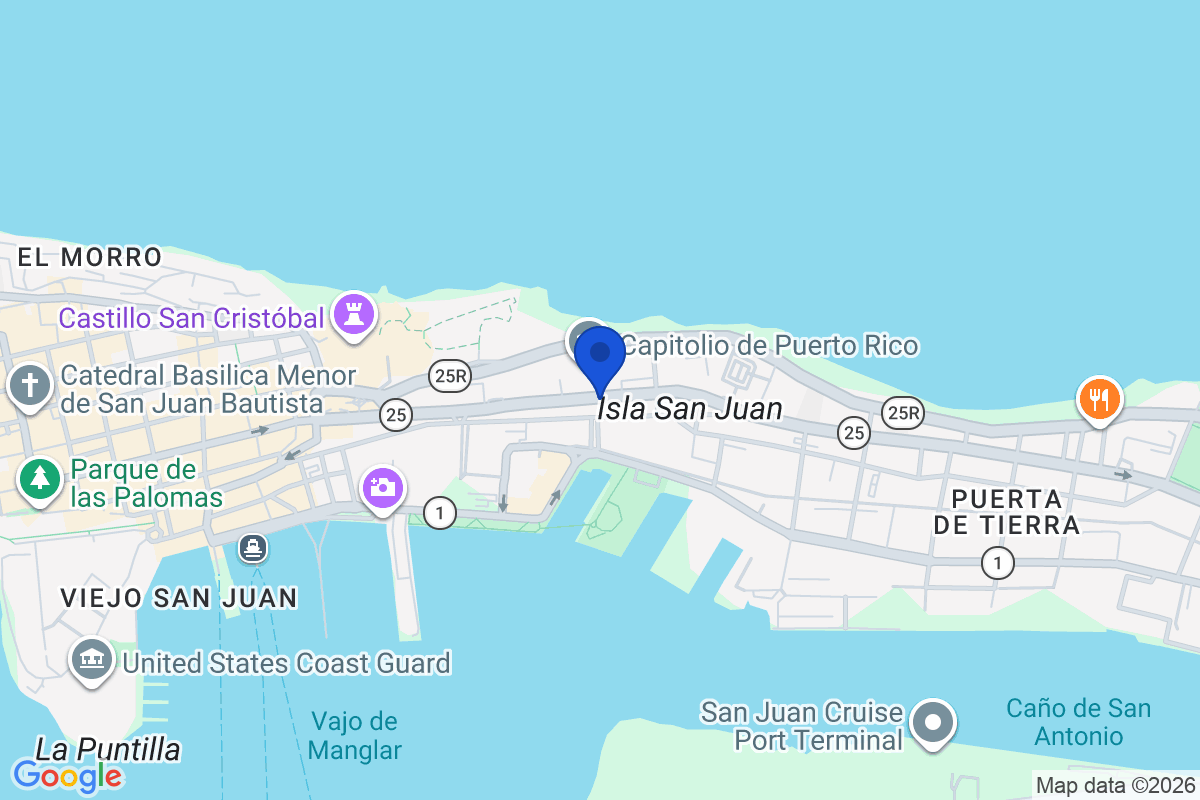 Map showing the location of University of Puerto Rico in San Juan, Puerto Rico