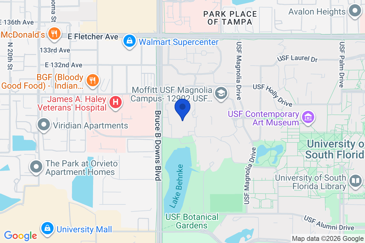 Map showing the location of University of South Florida in Tampa, Florida