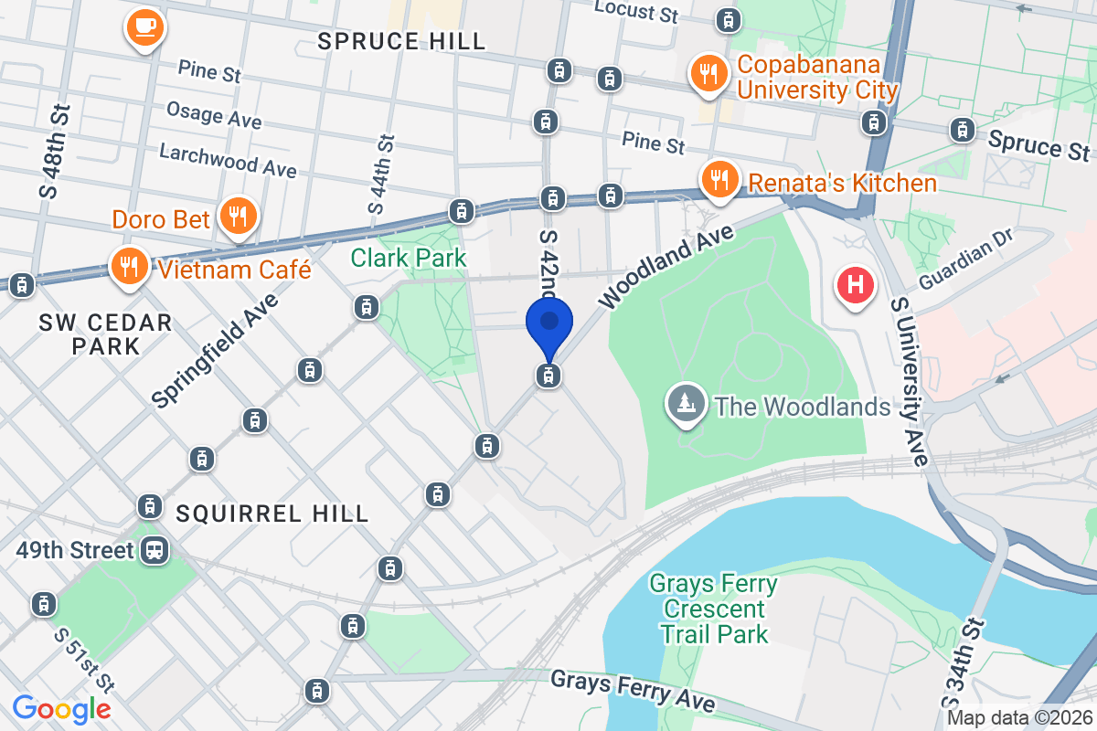 Map showing the location of Saint Joseph’s University Philadelphia College of Pharmacy in Philadelphia, Pennsylvania
