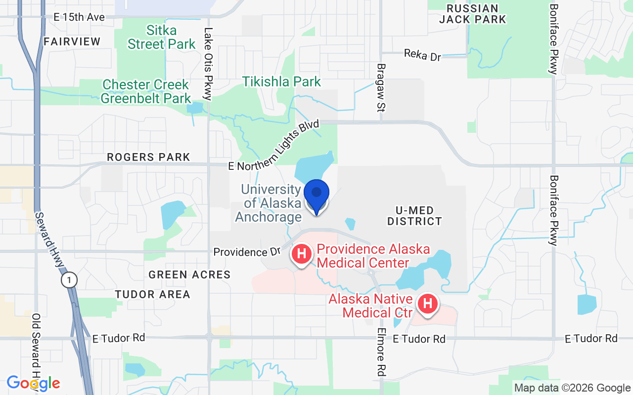 Map of the 1 pharmacy school campus in Alaska