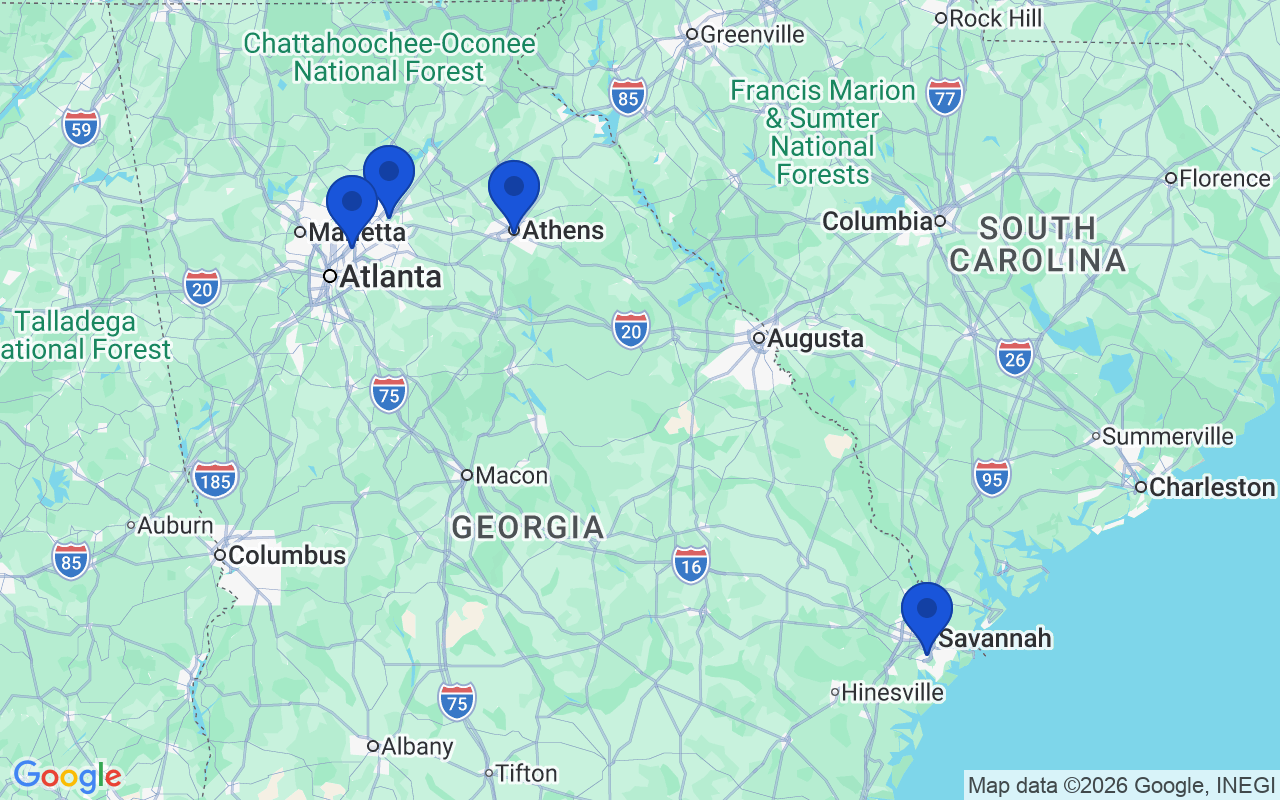 Map of the 4 pharmacy school campuses in Georgia
