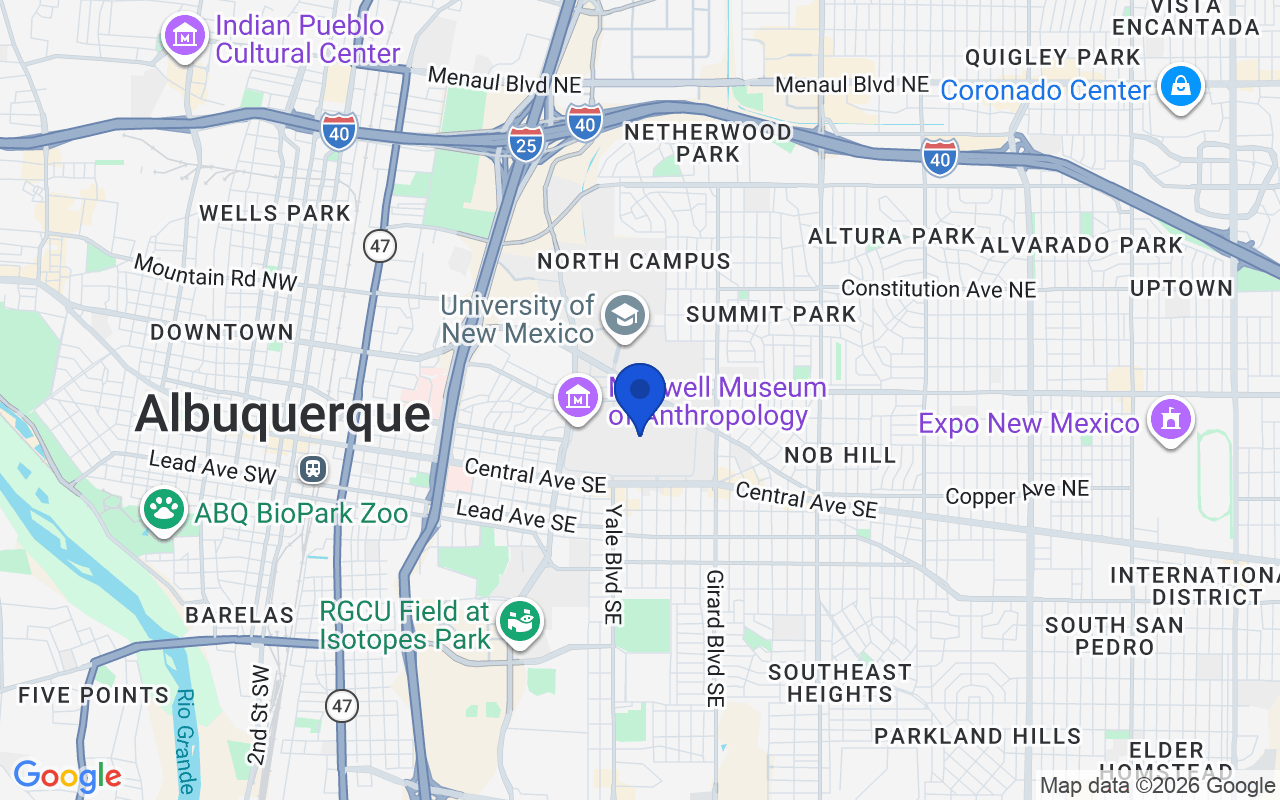 Map of the 1 pharmacy school campus in New Mexico