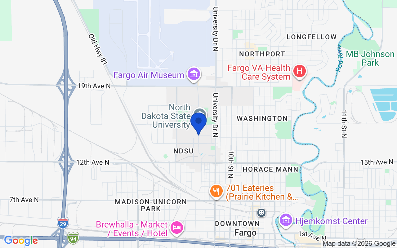 Map of the 1 pharmacy school campus in North Dakota