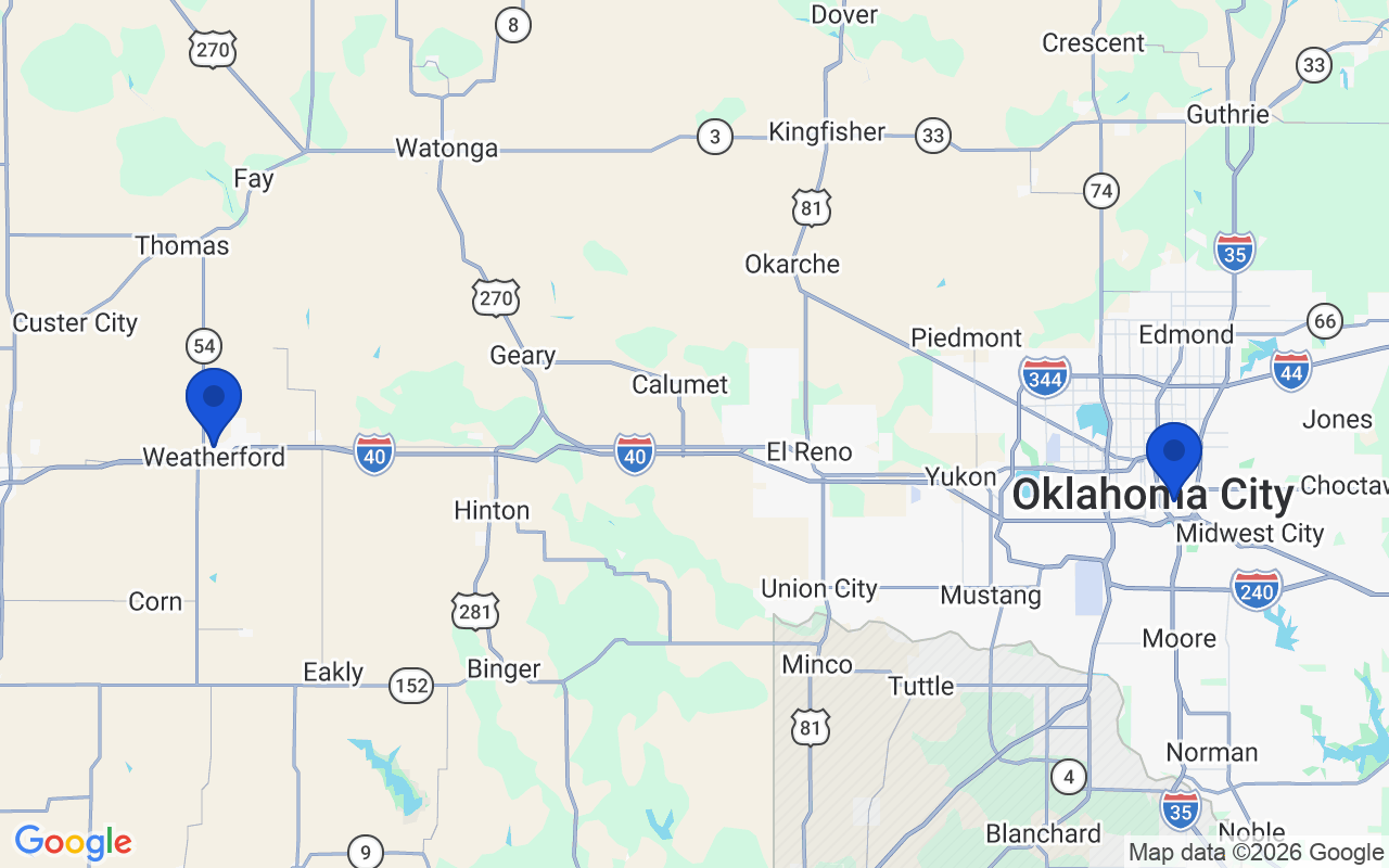 Map of the 2 pharmacy school campuses in Oklahoma