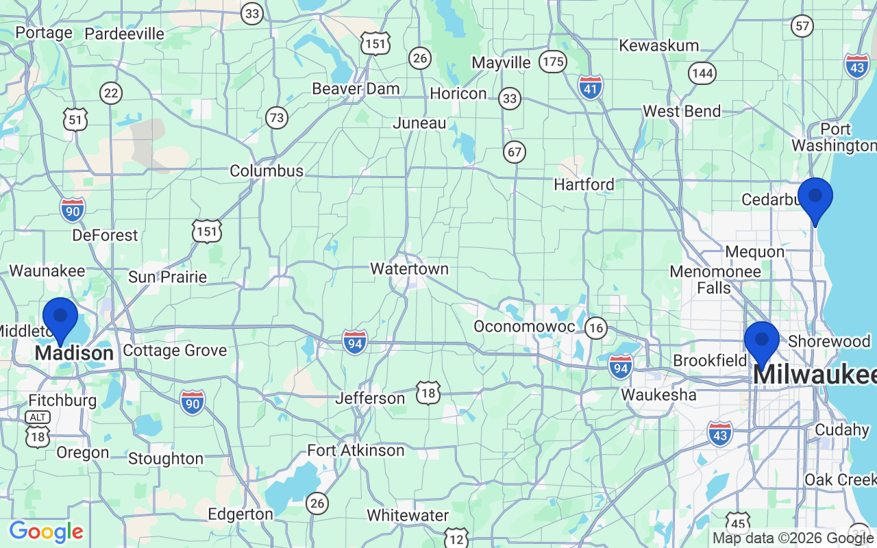 Map of the 3 pharmacy school campuses in Wisconsin